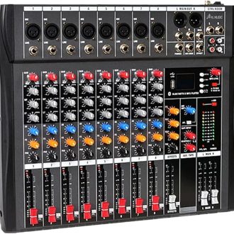 NOVAKA Mezclador de Audio 8 Canales | USB, Bluetooth y Phantom 48V