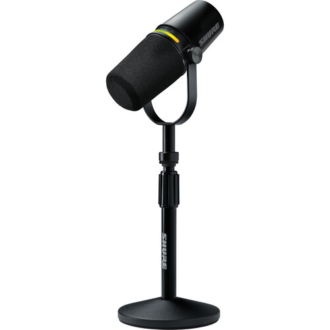 Shure MV7+-K Micrófono XLR/USB Bundle con Base Gator para Escritorio