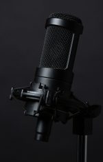 standing microphone in studio